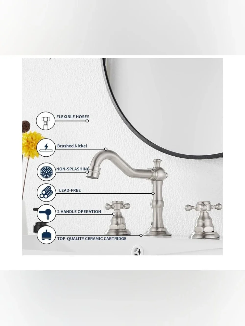 Brushed Nickel Two-Handle Widespread Bathroom Faucet